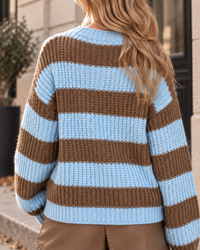Strickpullover ONLY COZY VIBES taupe/hellblau