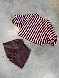 Oversize Strickpullover Stripes mit Alpakaanteil rosa Burgundy