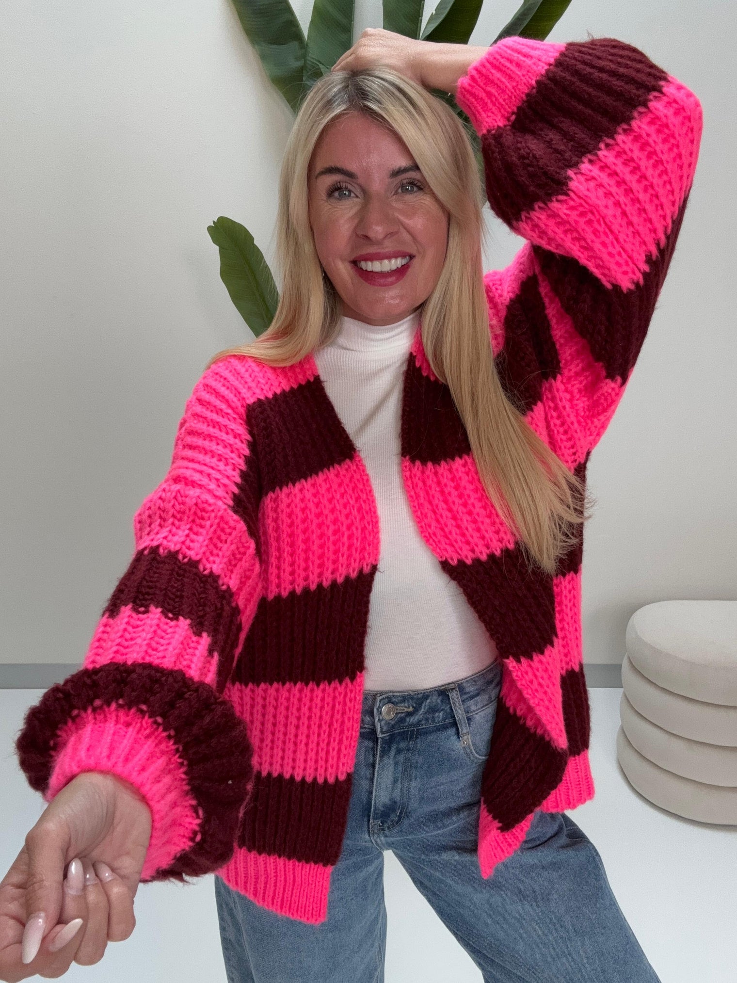 Strickjacke ONLY COZY VIBES pink/cherrybraun