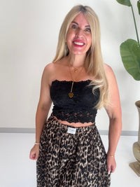 Bandeau Top mit elastischem Gummizug schwarz