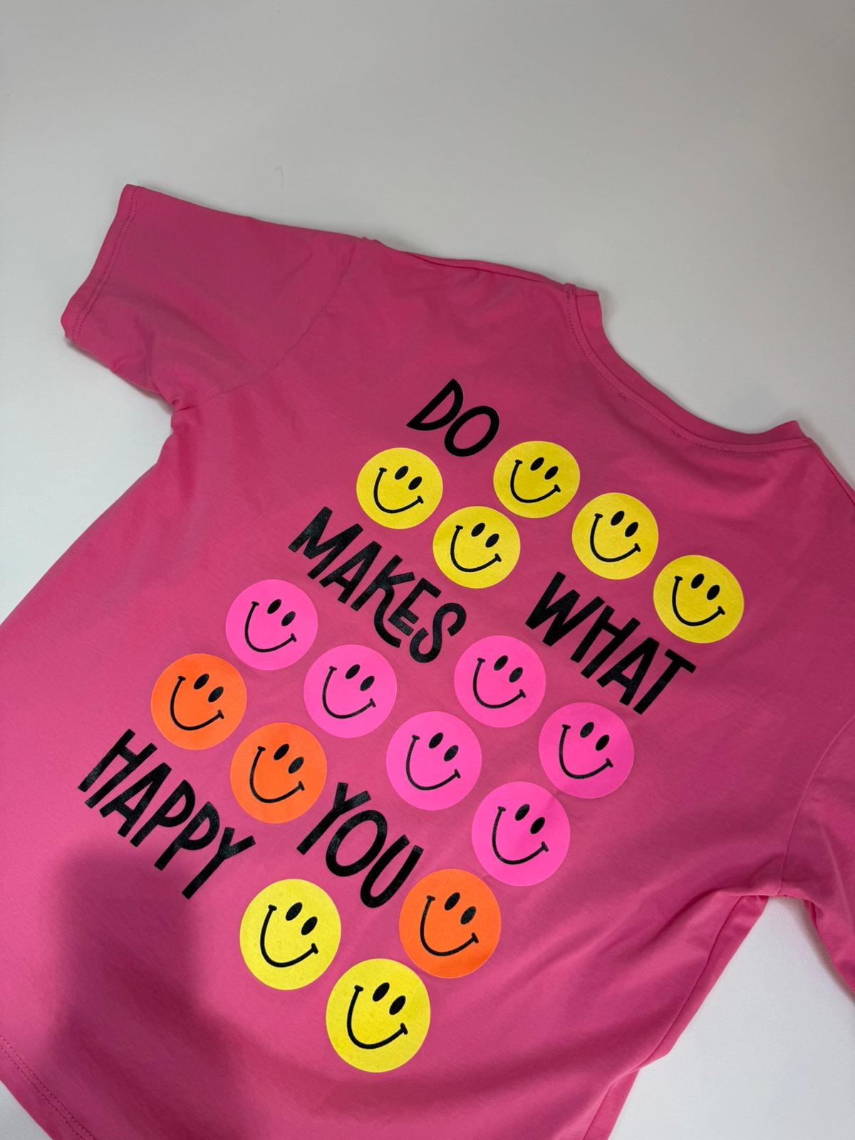 Statement Shirt DONT WORRY BE HAPPY pink mit Rückenprint