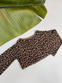 Cropped Musselin Oberteil MUSSELIN MUST-HAVE LEO cognac/schwarz