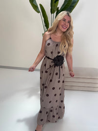 Luftiges Sommer Kleid BIG POLKA DOTS taupe/coffee