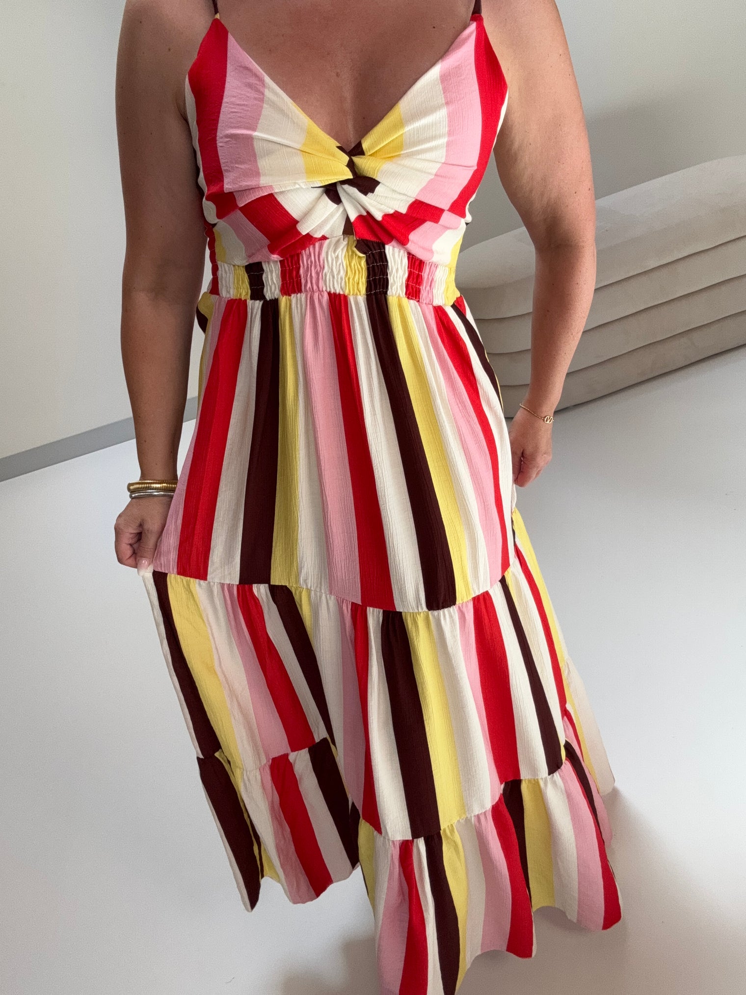 Luftiges Sommer Kleid FOREVER A BOHO GIRL rosa/weiß/buttermilk lemon/rot