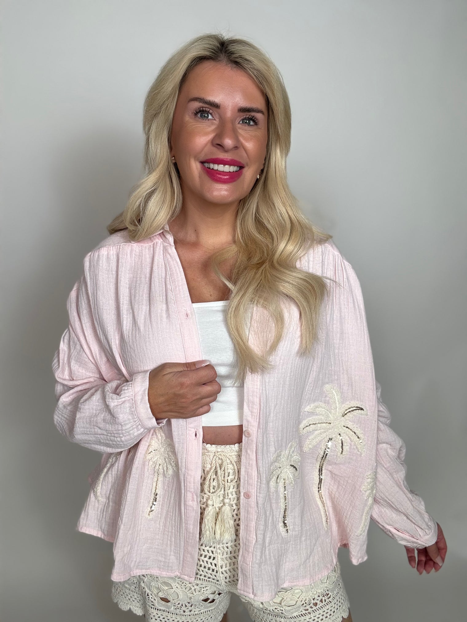 Musselin Bluse rosa PALM PRINCESS