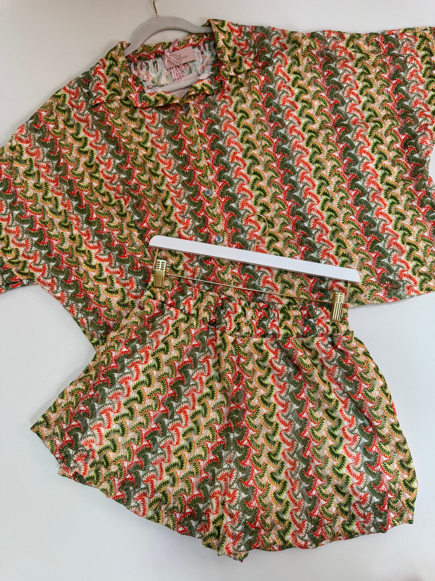 Sommer Bluse kurzarm SUMMER HOT grün/orange/hellgrün