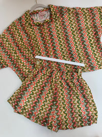 Sommer Bluse kurzarm SUMMER HOT grün/orange/hellgrün
