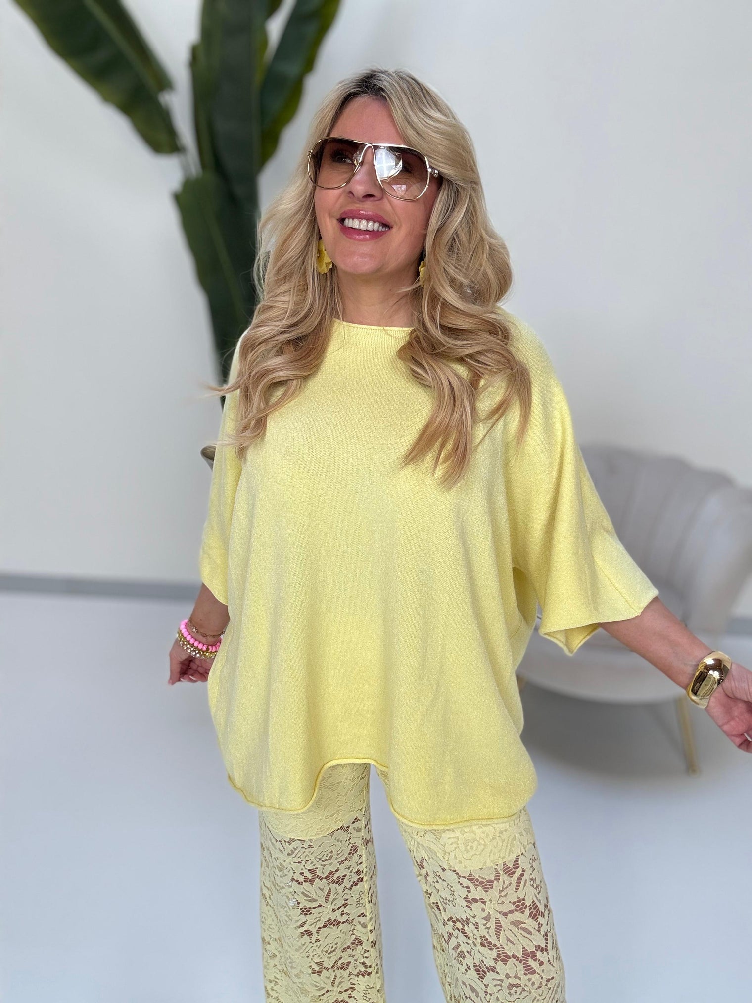 Leichter Sommerstrick Pullover BE YOUR OWN SUN buttermilk lemon