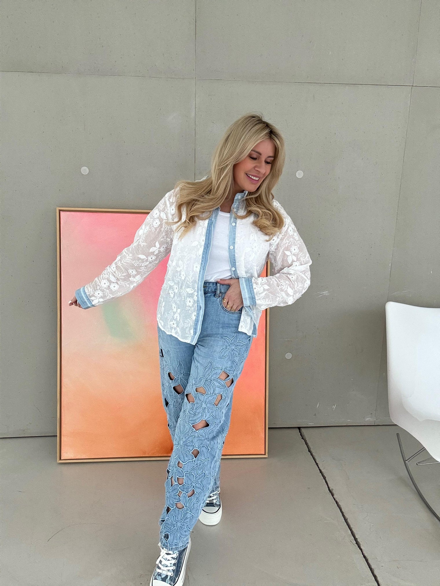 Stretch Jeans FLOWER CUT-OUTS