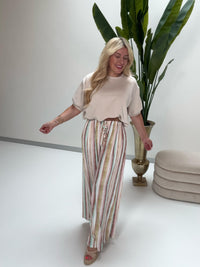 Butterstoff Hose COLORFUL SUMMER mint/rosa/beige/braun