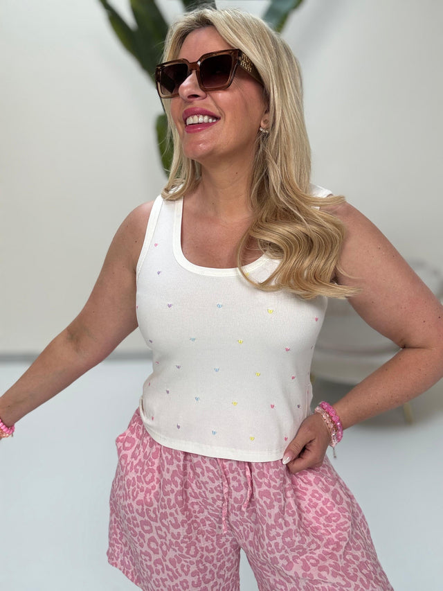 Ripp Top weiß SWEET COLORFUL HEARTS