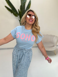 Statement Shirt blau  SOHO rosa