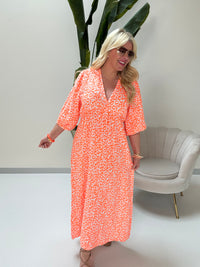 Signature Musselin Kleid weiß LEO LOVER orange