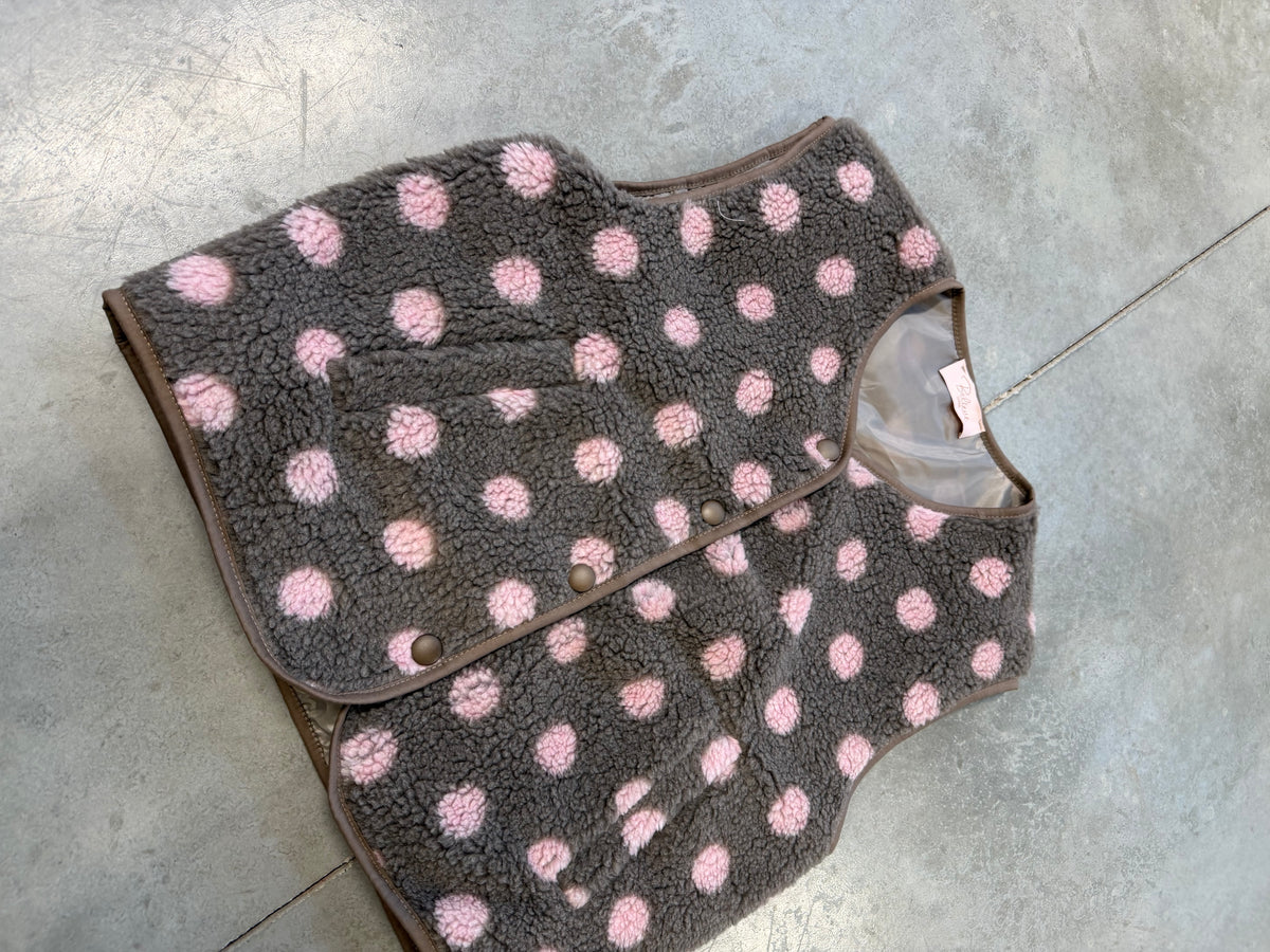 DOTS Weste Teddy taupe/rosa