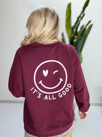Sweater mit Rückenprint burgundy/rosa ITS ALL GOOD