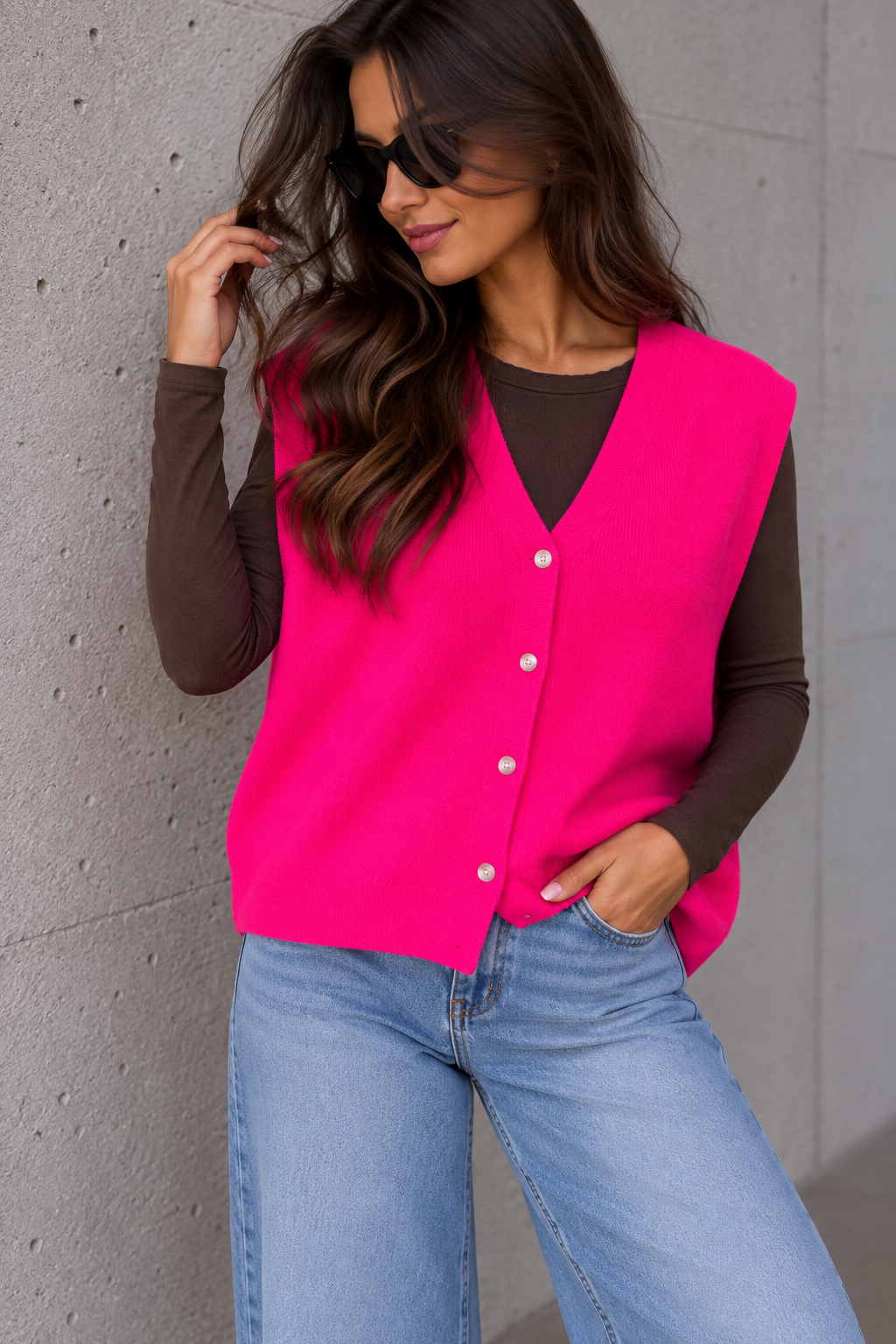Alpaka Weste SCANDINAVIAN GIRL Oversize Pink