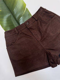 Velours Shorts mit elastischem Bund dark chocolate