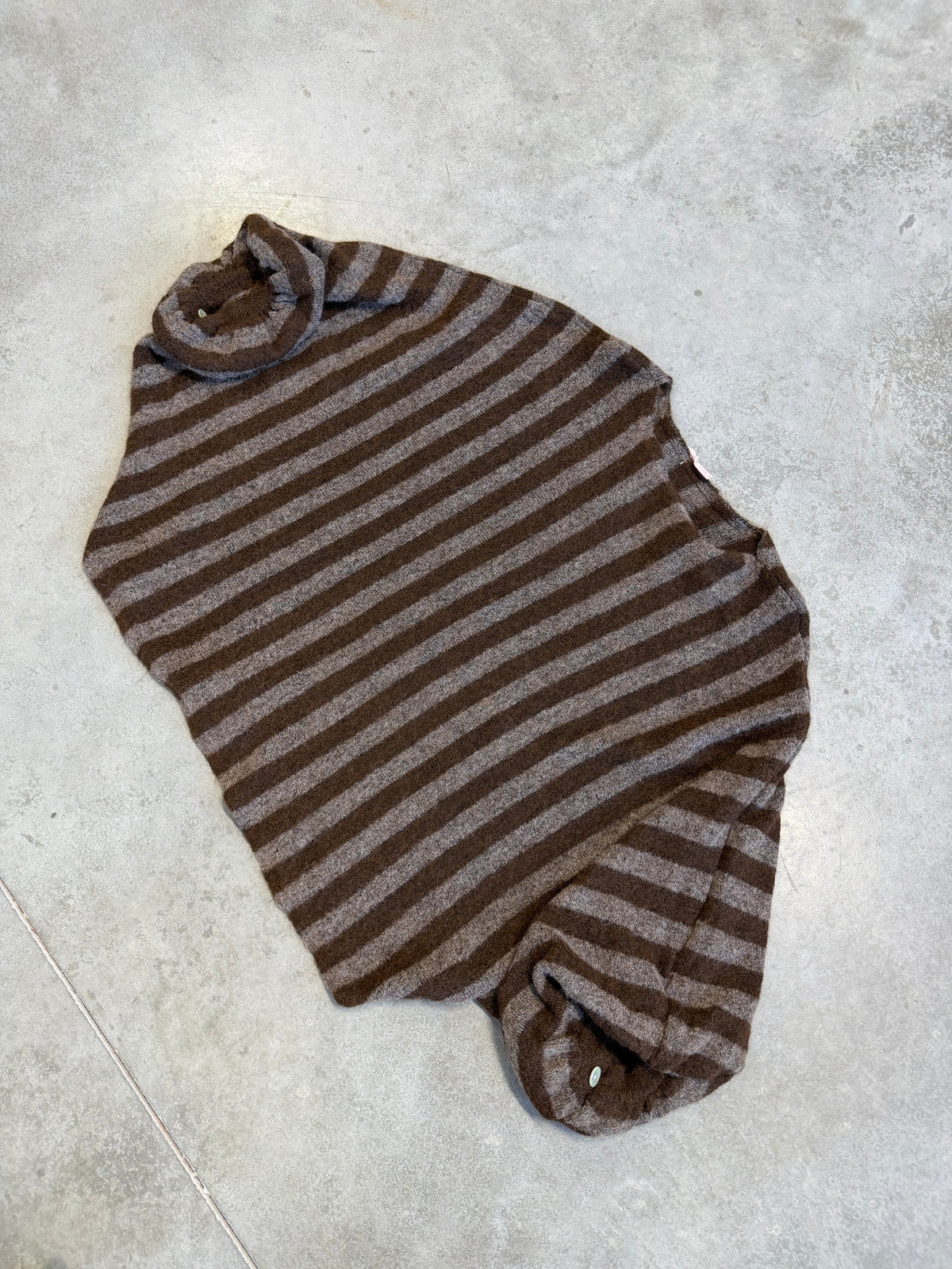 Oversize Strickpullover Stripes mit Alpakaanteil Taupe / Chokolate