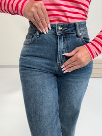 Stretch Jeans denim blue HEART LOVER mit Herztaschen