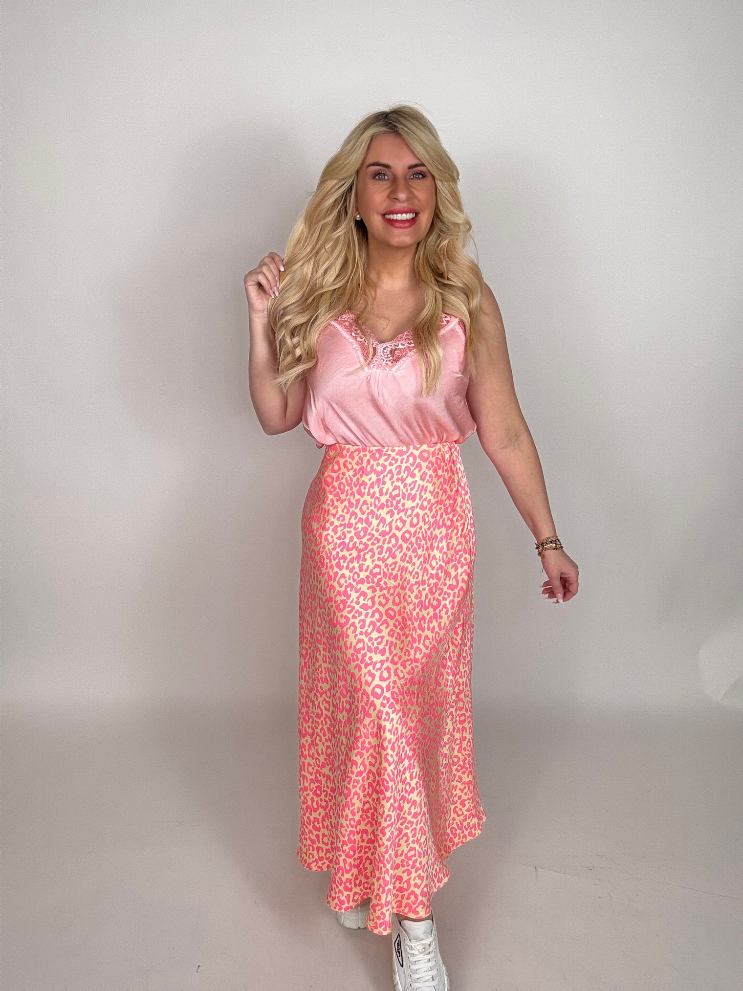Rock mit Seide pearl LEO LOVER gelb peach