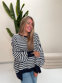 Oversize Sweater Navy/weiß NAVY WEIß