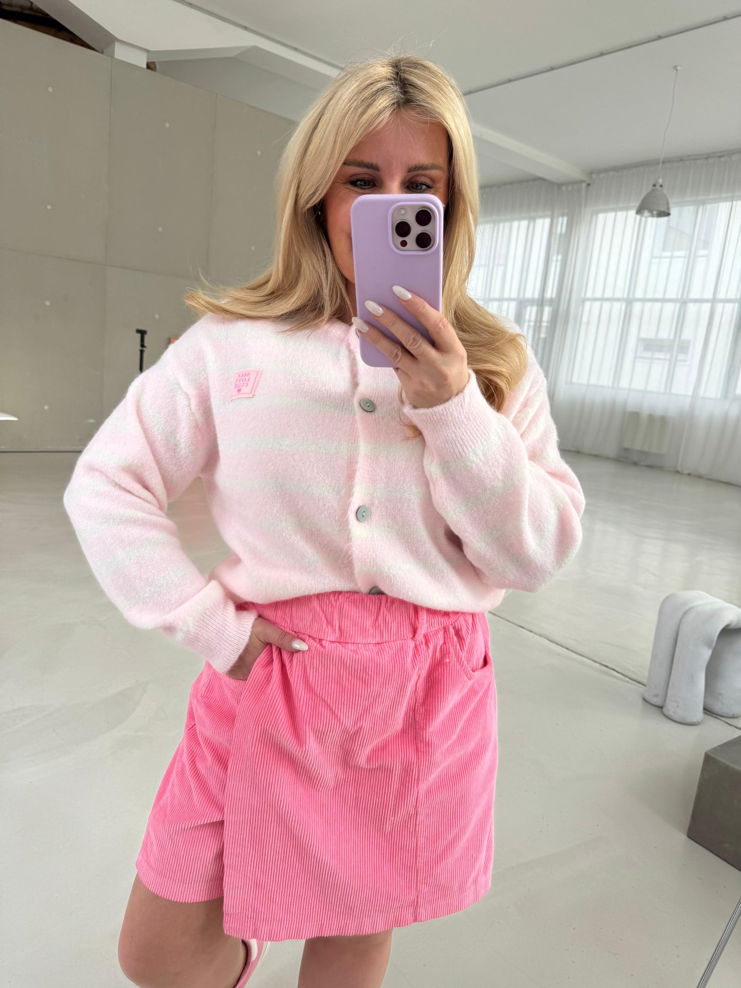 Strickjacke weis/rosa SELFLOVECLUB