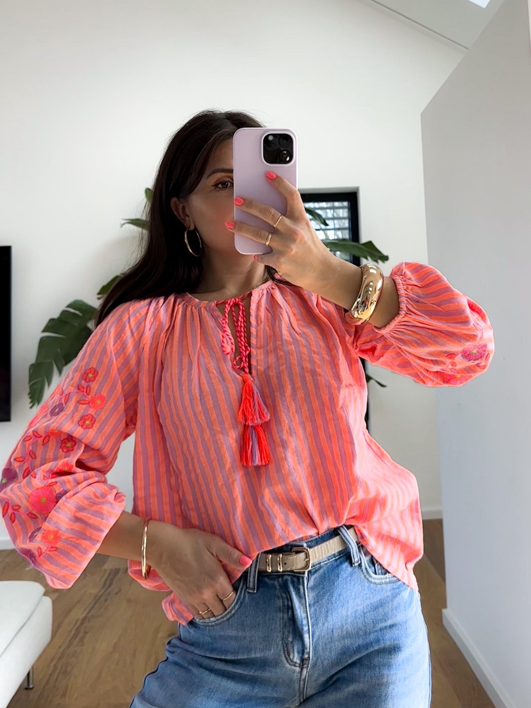 Bluse BOHEMIAN SUMMER DREAMING peach/flieder