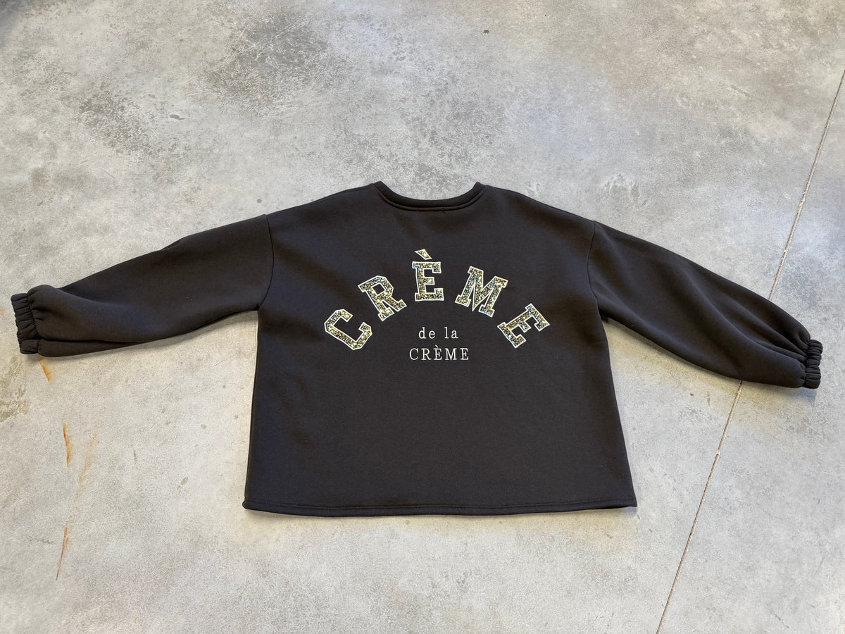 Sweater mit Rückenstickerei CREME DE LA CREME dark chocolate