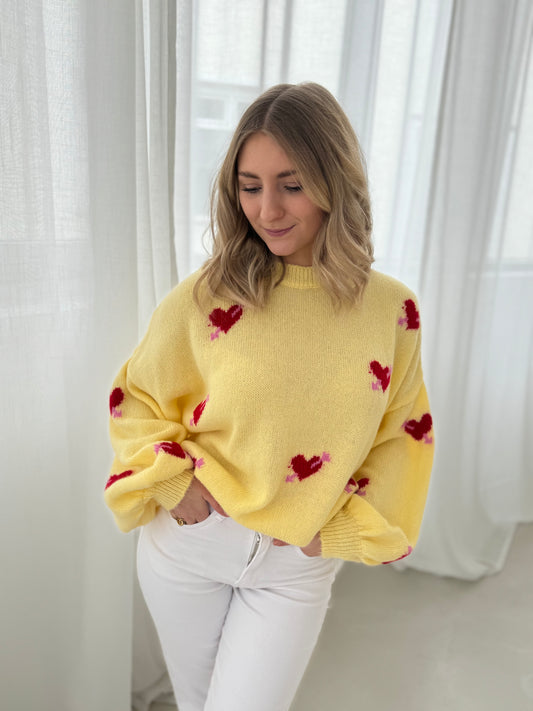 Pullover mit Herz&Pfeil gelb