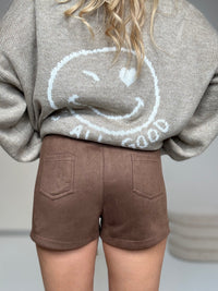 Velours Shorts mit elastischem Bund mocha