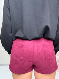 Velours Shorts mit elastischem Bund burgundy