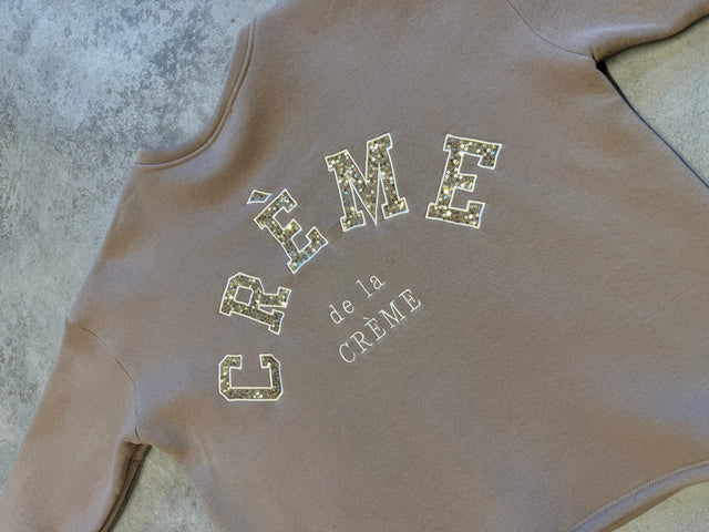Sweater mit Rückenstickerei CREME DE LA CREME taupe