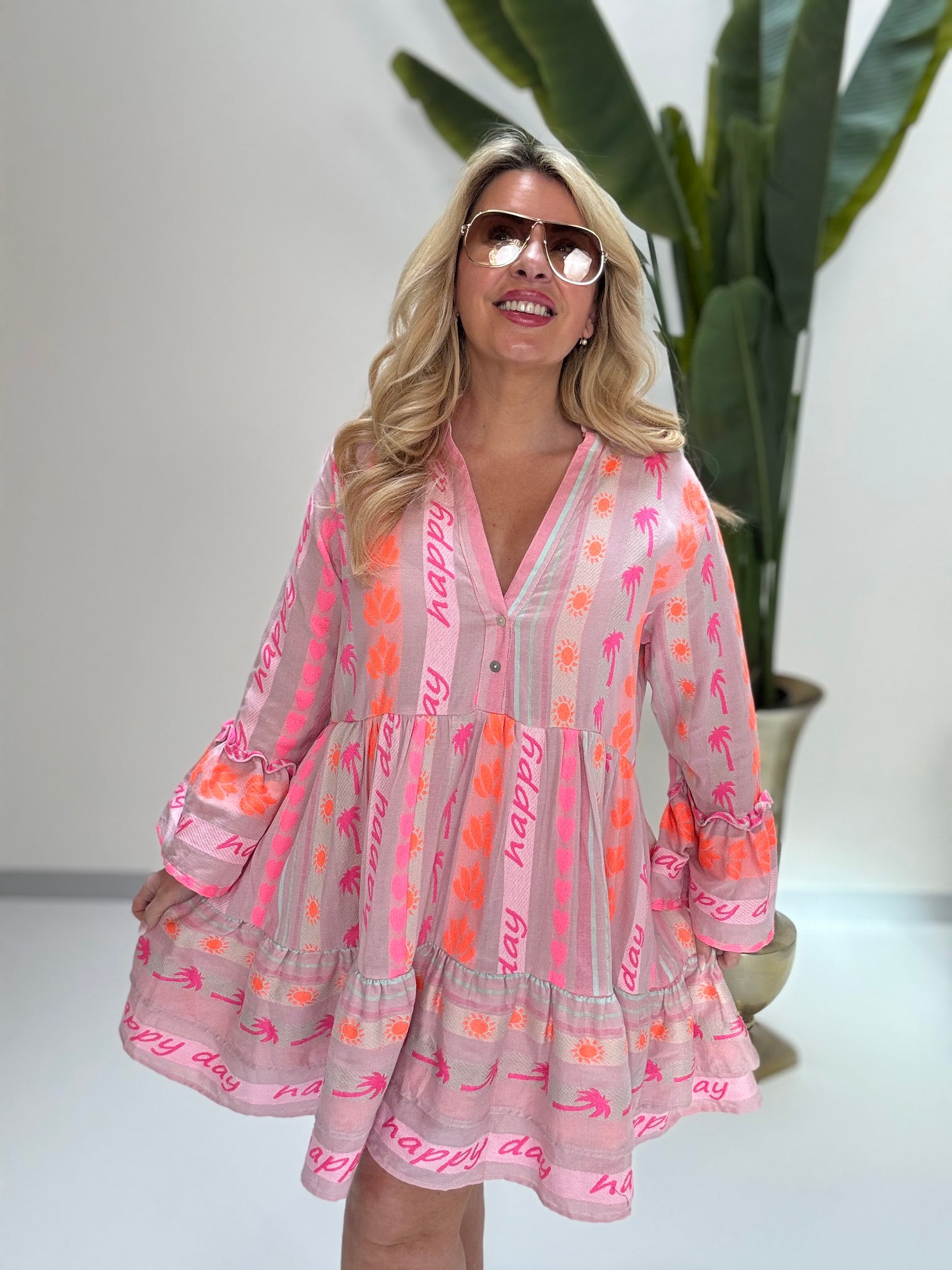 BOHO Kleid STYLE pink Multi