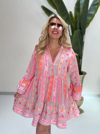 BOHO Kleid STYLE pink Multi
