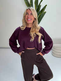 Butterstoff Pullover mit Gummizug unten pflaume