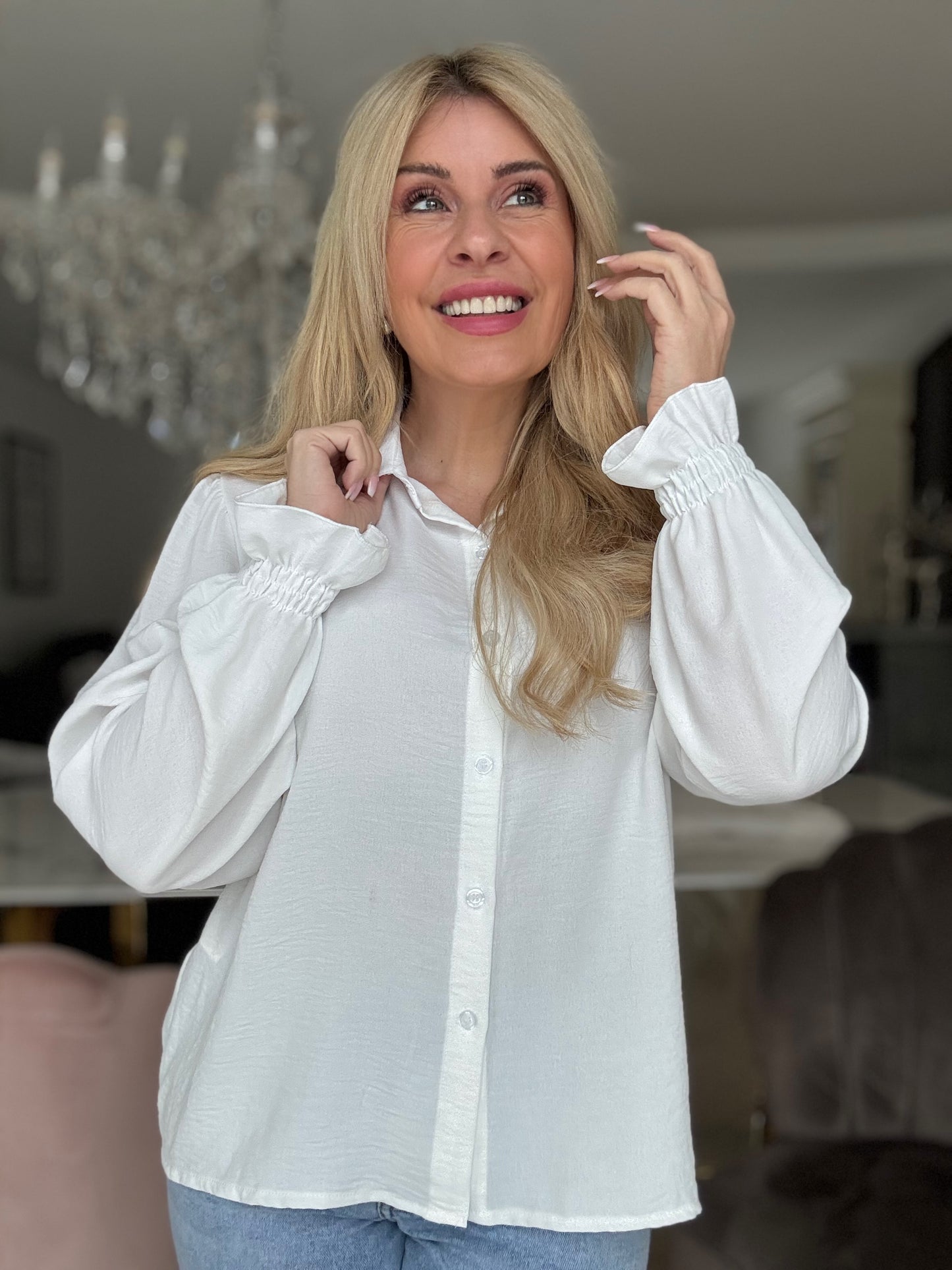 Klassiker Bluse Knopfleiste weiß 7003-21508