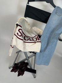 Feinstrick Pullover SKI CLUB in creme mit bordeaux