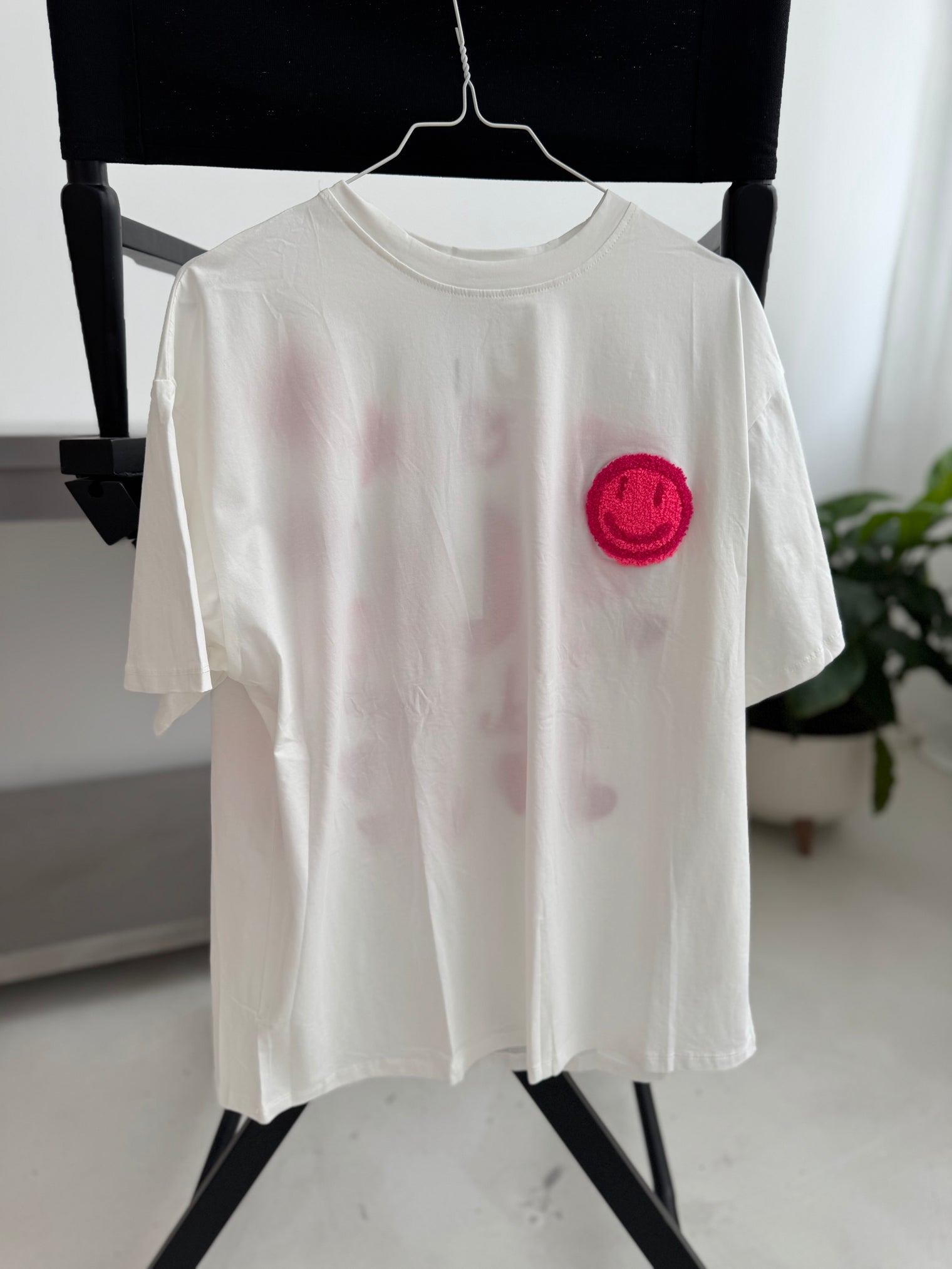 Statement Shirt weiß RÜCKENPRINT Good Vibes hotpink/Rosa