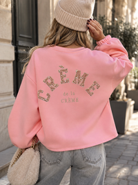 Sweater mit Rückenstickerei CREME DE LA CREME rosa