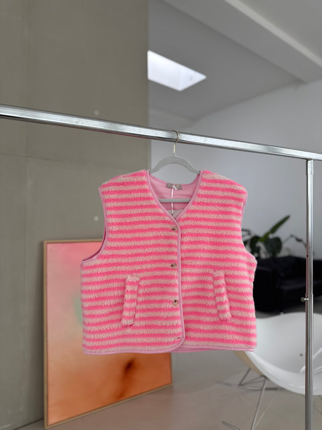 Teddyweste Stripes rosa Candy Pink