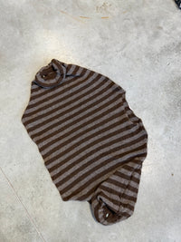 Oversize Strickpullover Stripes mit Alpakaanteil Taupe / Chokolate