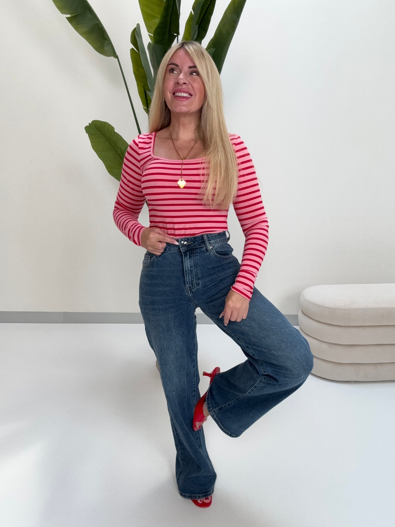 Stretch Jeans denim blue HEART LOVER mit Herztaschen