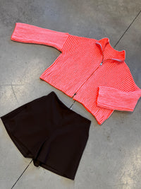 Strickjacke ZIPPER STRIPES rosa/orange