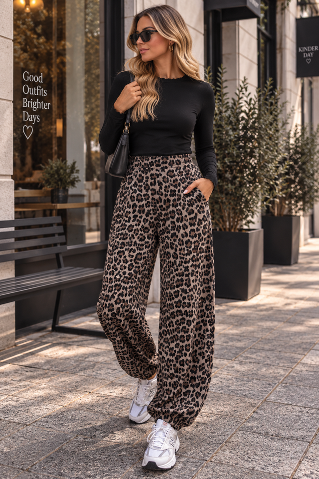 Winter Butterstoff Ballon Hose LEO mocha/schwarz