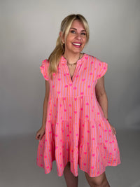 Musselin Kleid rosa HEART ATTACK orange