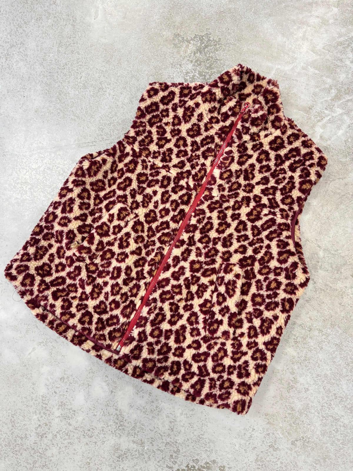 LEO Teddy Weste creme/burgundy/camel