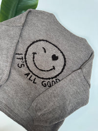 Oversize Strickpullover mit Smiley&Rückenprint taupe/dark chocolate