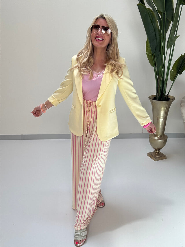 Hose FEELS LIKE BUTTER Stripes gelb rosa