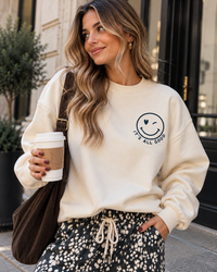 Sweater mit Rückenprint creme/blaugrau