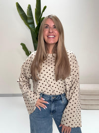 Longsleeve DOTS mit leicht ausgestelltem Ärmel beige